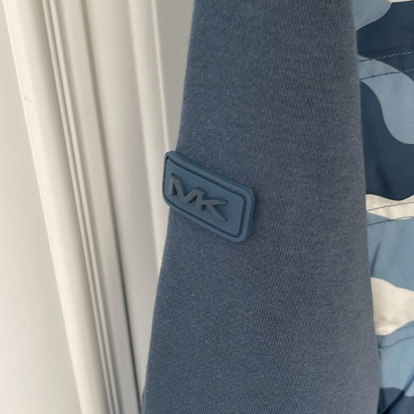 NEW MICHAEL KORS MENS Camo Quilted Nylon Hooded puffer Jacket XL vest blue NWT - Picture 13 of 17